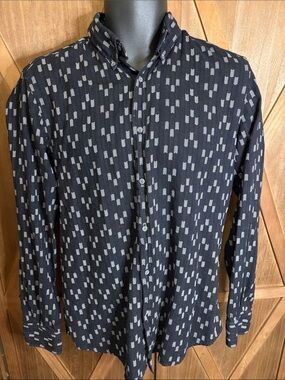 MASSIMO DUTTI Black Arrow Print 100% Cotton Button Down Shirt SIZE MEDIUM